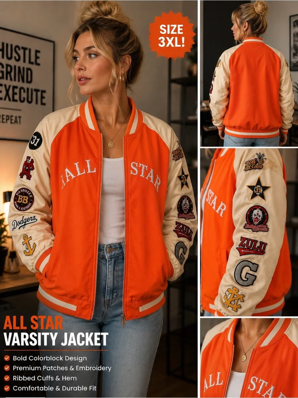 Men’s Navy & Cream Varsity Jacket -